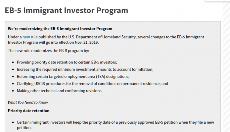 EB-5 Immigrant Investor Program